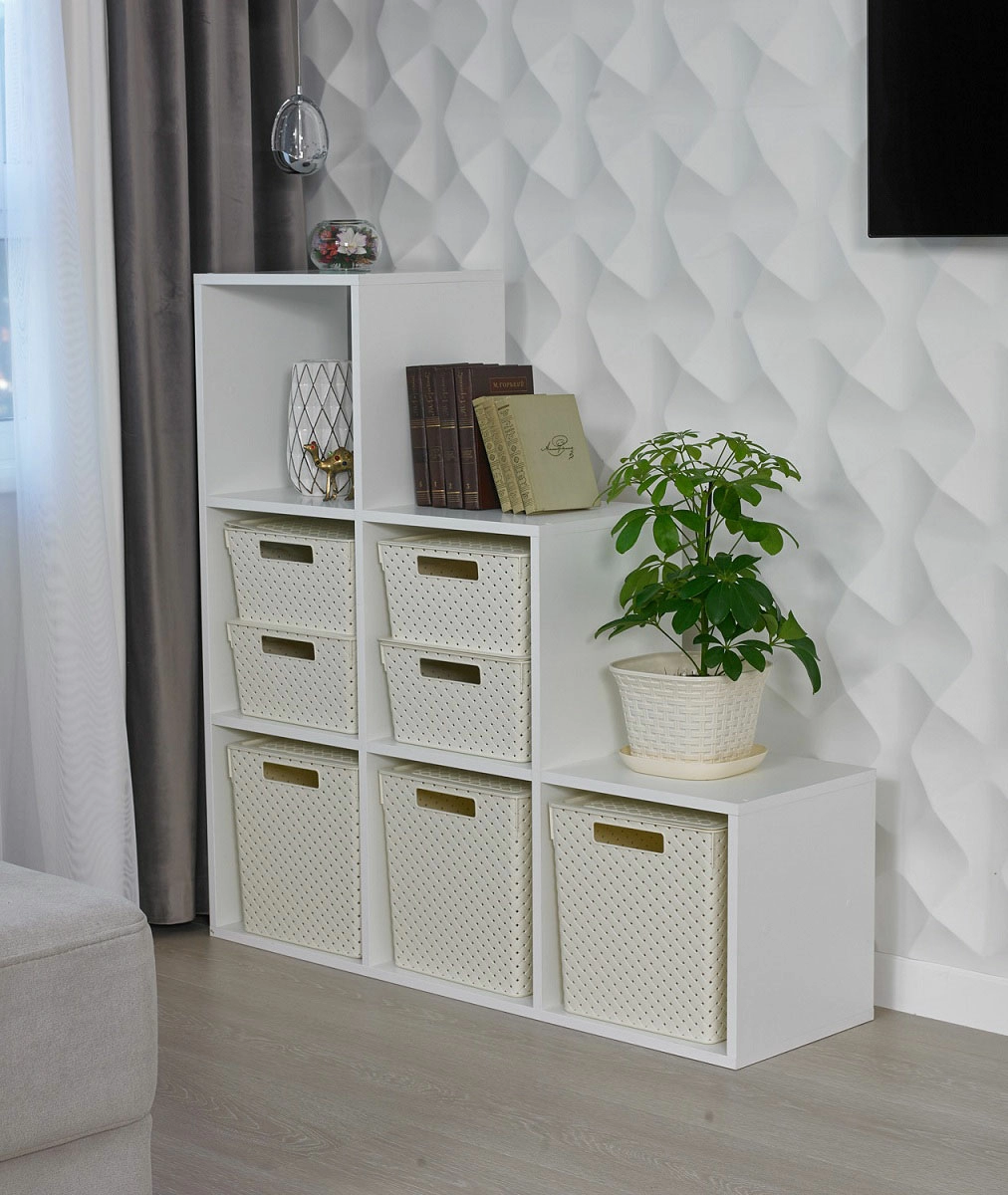 Коробка для хранения квадратная Виолет Береста с крышкой 11л 294x294x151, слоновая кость фото 3